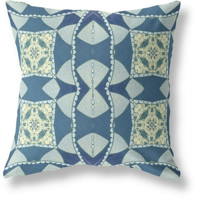 Coussin en Tissu Cosmic Circle avec Zip -Bleu Crème Verte 18"