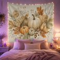 thumbnail image 2 of Autumn Pumpkins Among Pears and Hydrangeas, Cozy Watercolor for Nature Lovers, Botanical Harvest Wall Art, Housewarming Gift, Tapestry Wall Hanging for Living Room and Bedroom, 2 of 7