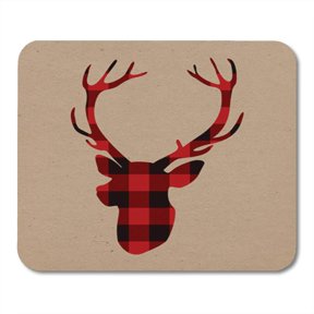 SIDONKU Red Christmas Lumberjack Deer on Craft Antler Black Mousepad Mouse Pad Mouse Mat 9x10 inch