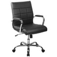 thumbnail image 2 of Emma + Oliver Mid-Back Black Vinyl Executive Swivel Office Chair with Chrome Base and Arms, 2 of 12