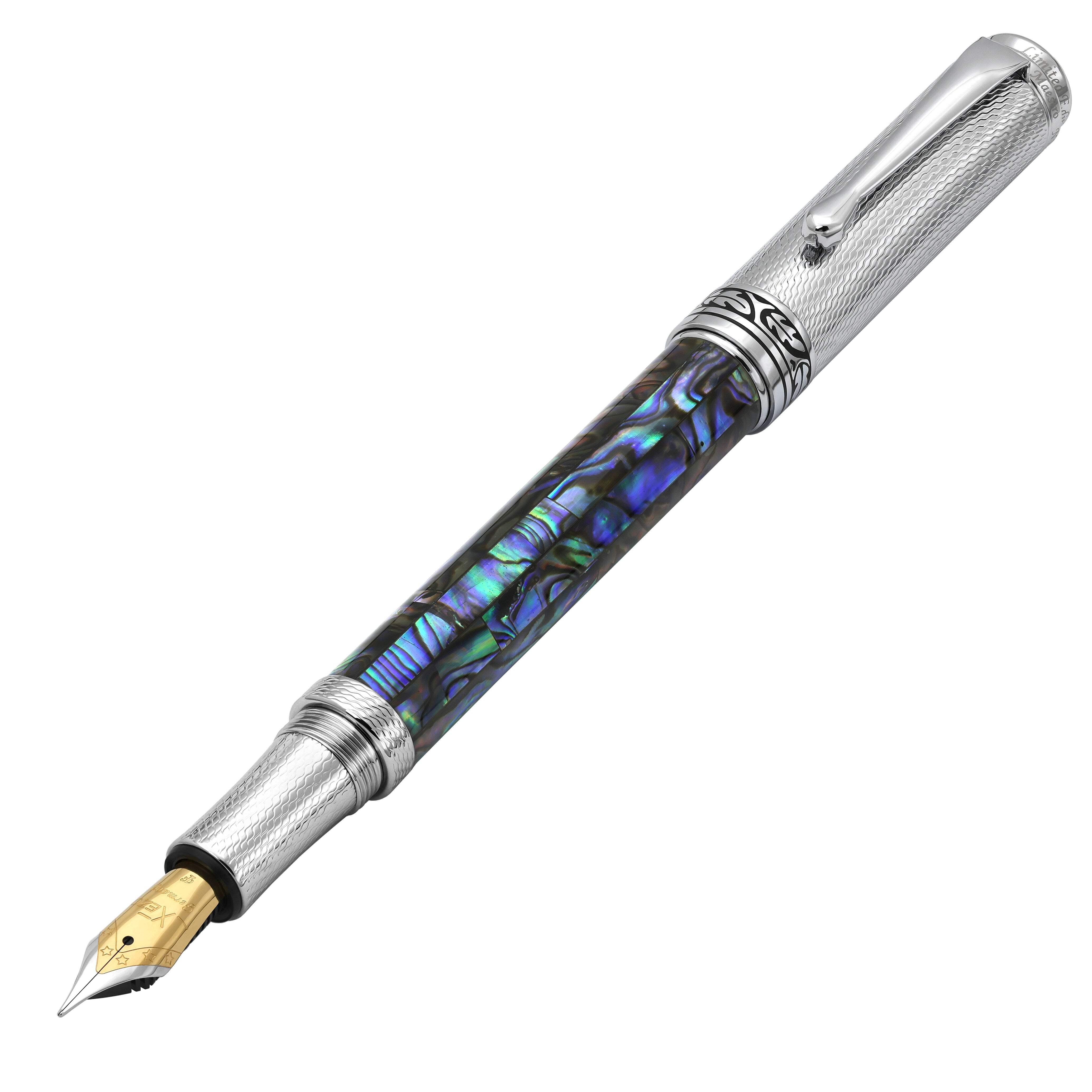 Xezo Xezo Maestro® Paua Abalone Sea Shell Fountain Pen (Fine Nib) - Chrome Plated