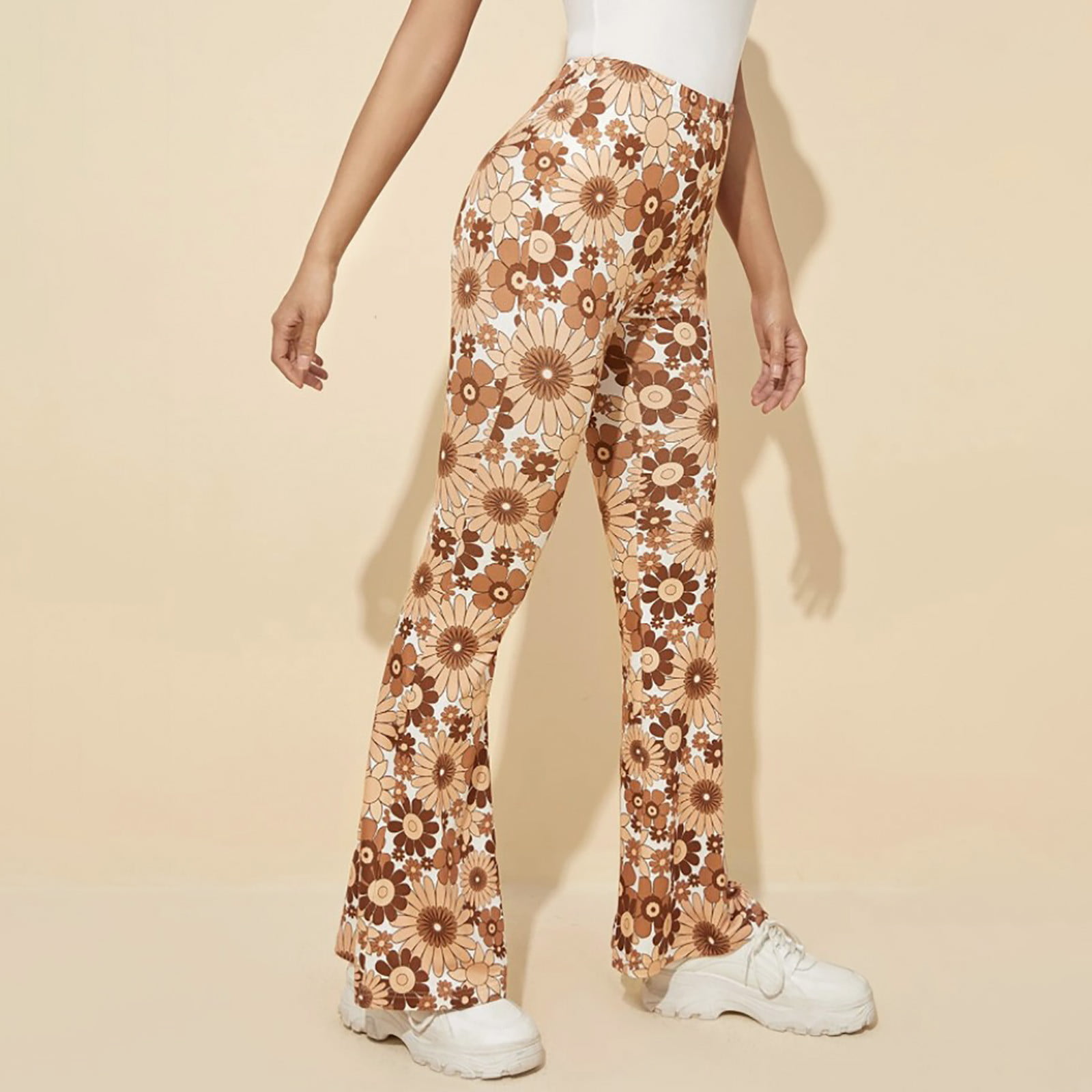 Leggings for Women Vintage Flare Pants Summer Elastic Waist Pant Floral  Pattern Trouser Lounge Bell Bottom Pants 2023, Yellow, Medium : :  Clothing, Shoes & Accessories