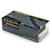 6.3 mil Diamond Gloves Black Advance Nitrile Examination Powder-Free Gloves, Heavy Duty, Large, 100 Count - Size Large