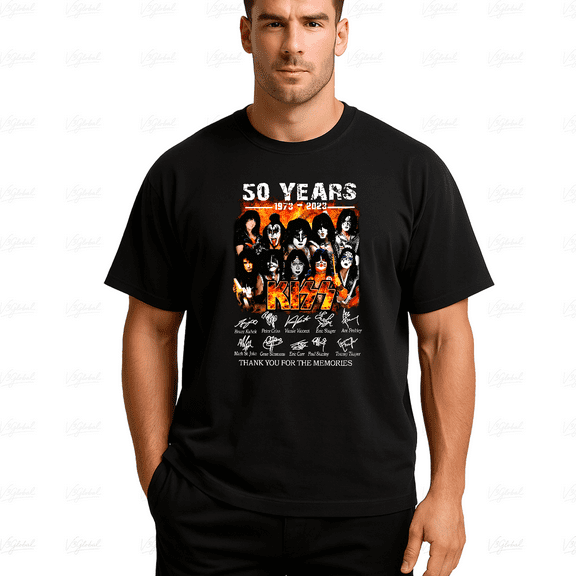 Kiss Band 50th Anniversary 1973-2023 Signatures Fan Unisex T-Shirt, up to Size 5XL