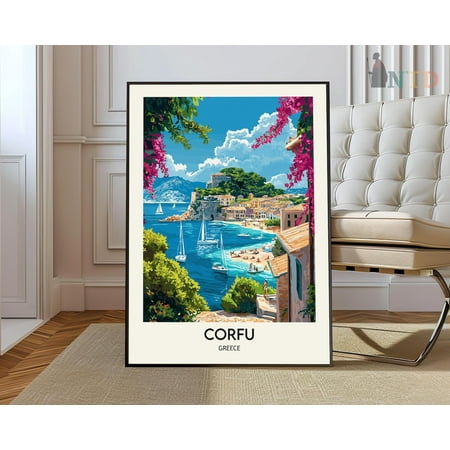 Corfu Greece Island Poster, Unframed Paper Poster 8x10in