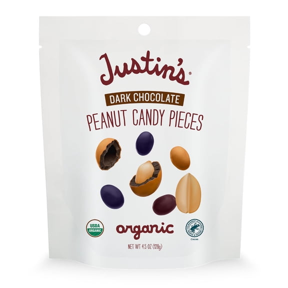 Justin'S Dark Chocolate Peanut Candy Pieces 4.5 Oz Pouch