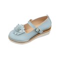 thumbnail image 1 of Slip on Shoes for Women Flower Neck Belt Buckle Hollow Wedge Heel Sandals, 1 of 9