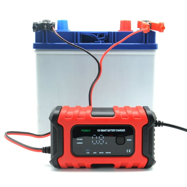 Cargador De Batería Cargador de batería automotriz del arrancador de batería de coche de 12V 6A para la motocicleta del coche (UE) Likrtyny Accesorios para autos y motos