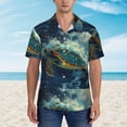 thumbnail image 2 of Gukieu Surfing Turtle Print Men's Short-sleeved Shirts, Button-down Lapel Hawaiian Shirts, T-shirts, Beach Vacation Summer Casual Wear,X-Large, 2 of 7