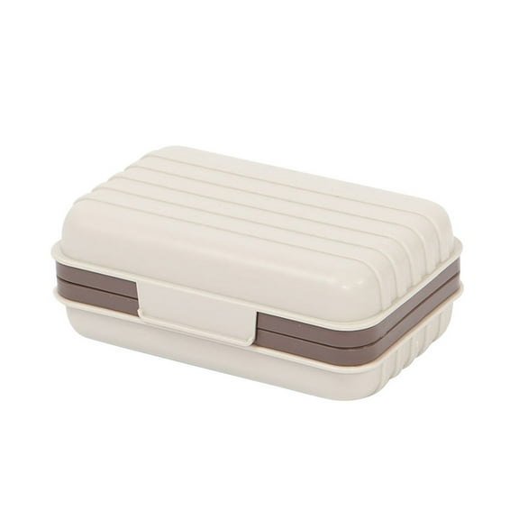 1Pc Travel Soap Containers with Lid, Portable Draining Soap Bar Holder for Traveling, Camping, Outdoor, Gym, Bathroom, Home, 4.72x2.99x1.96 Inch, Beige