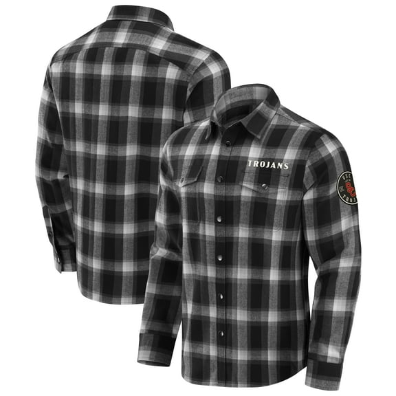 Men's Darius Rucker Collection by Fanatics Black USC Trojans Flannel Plaid Full-Snap Shirt
