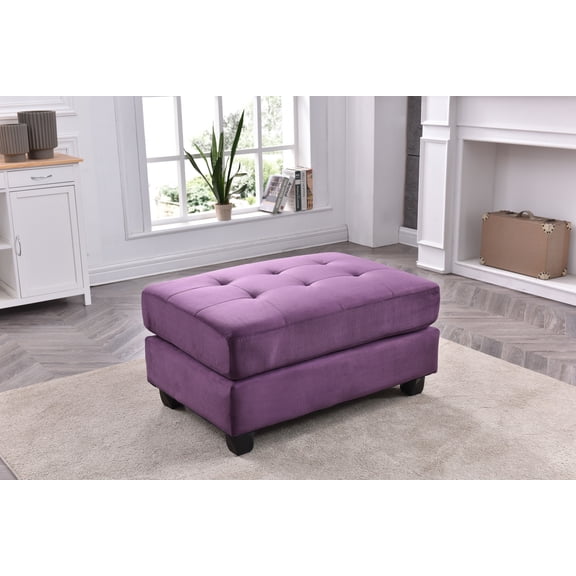 Dtwnek Upholstered Microfiber Ottoman Footrest for Living Room, Office, Bedroom, Purple