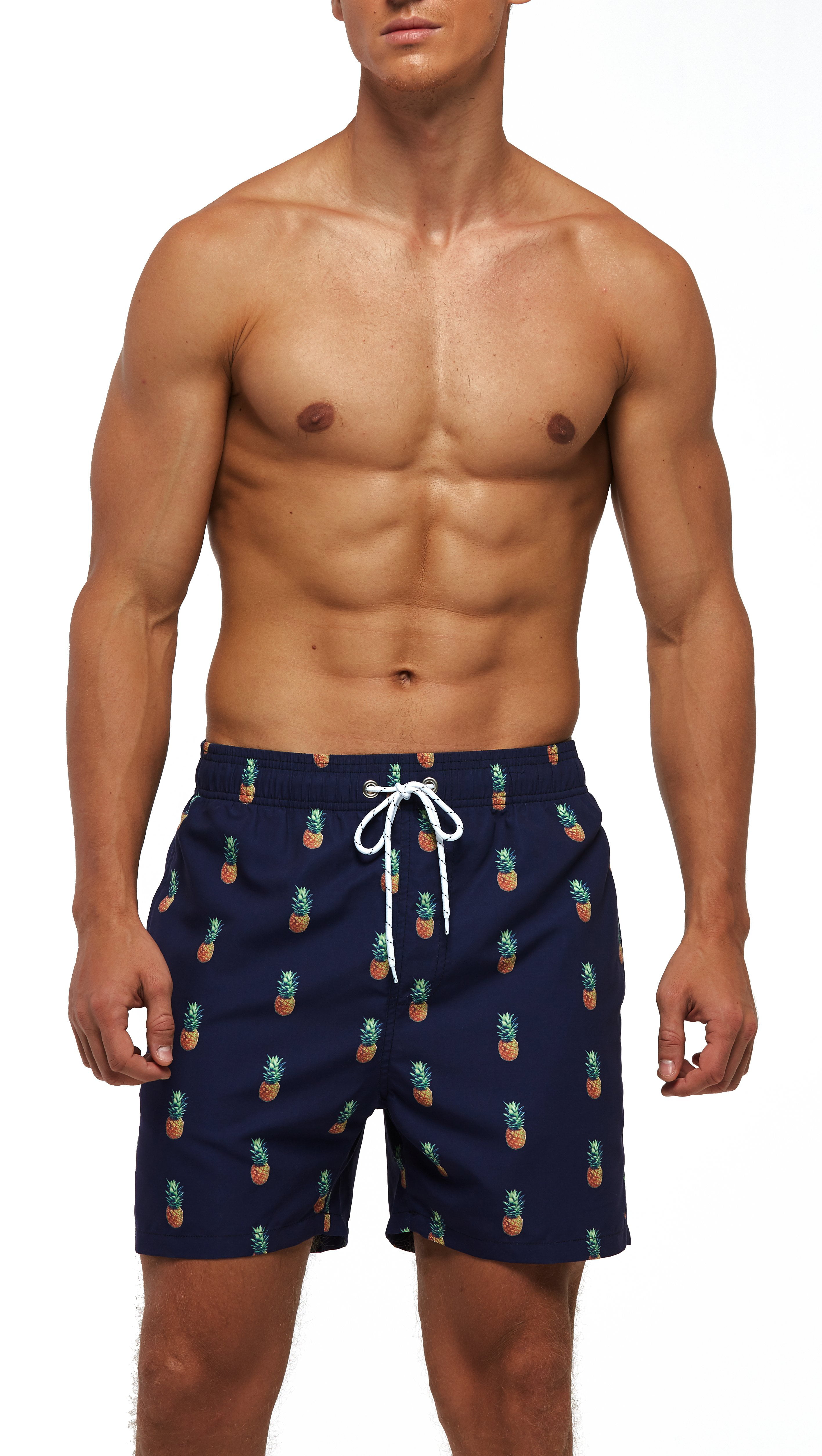 Suslo Couture Men's Quick Dry Fashion Printed Swim Trunks with Front & Back Pockets 
