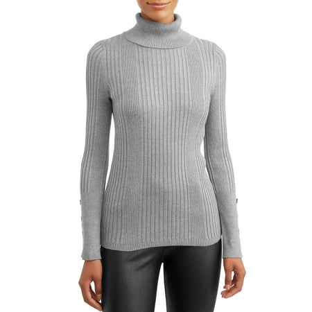 Time and Tru Women's Ribbed Turtleneck Sweater