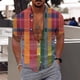 thumbnail image 2 of Camisas Vaqueras Para Hombre XXL Moda para hombre y ocio 3D Impresión digital Botón Solapa Camisa de manga corta Tops (Wine, L), 2 of 4