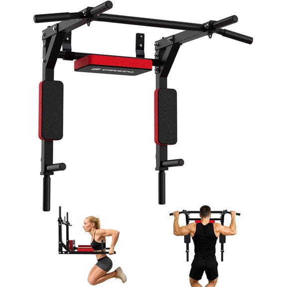 Multifunctional Wall Mounted Pull Up Bar, Chin Up Bar and Dip Station,   Supports to 440 Lbs,  Gym Workout Indoor Power Tower Set  Equipment ness