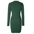 thumbnail image 5 of Womens Ribbed Long Leeve Tight Mini Dress Crewneck Solid Side Zipper Sexy Slim Fitted Short Mini Dress Pencil Dress, 5 of 6