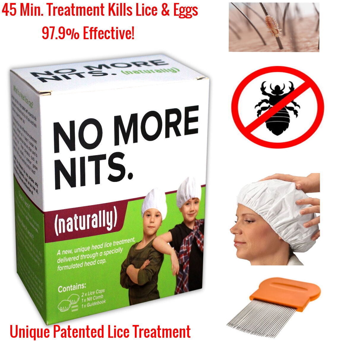 Lice Treatment Head Cap & Comb Patented Infused Head Cap Get Rid Of