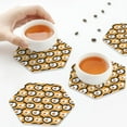 thumbnail image 4 of Leather Coasters with Heat-resistant for Drinks, Cute Love Fried Egg -标题2 Hexagon, 4 of 5