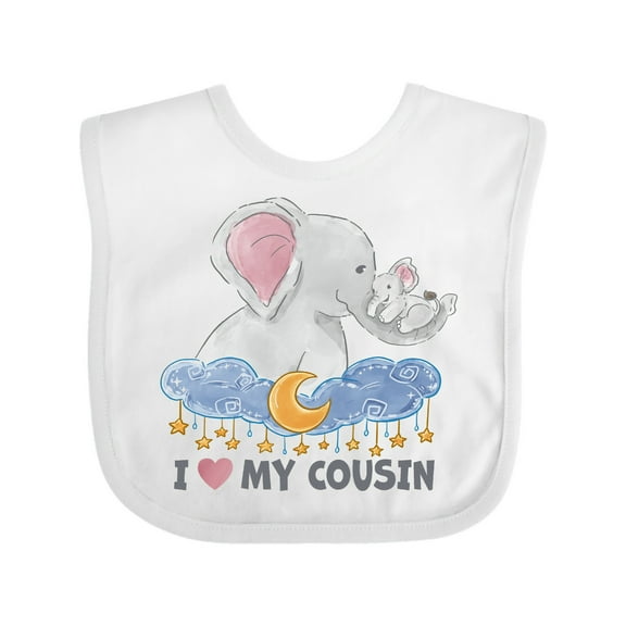 Inktastic I Love My Cousin Cute Elephants with Moon and Stars Boys or Girls Baby Bib