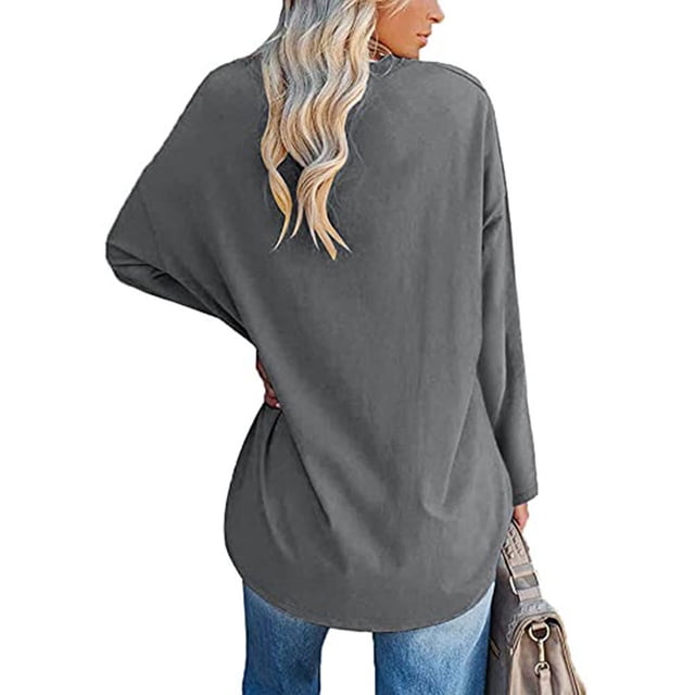 Top Femenino, Camiseta Larga Suave De Manga Caída De Poliéster Cómoda Para El Hogar Para La Fiesta ANGGREK Otros