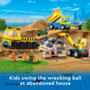 LEGO City Construction Trucks and Wrecking Ball Crane Building Toys - Pretend Play Toy & Figures Playset for Boys & Girls, Ages 4+ Gift Idea for Kids - Includes 3 Minifigures and Trucks - 60391