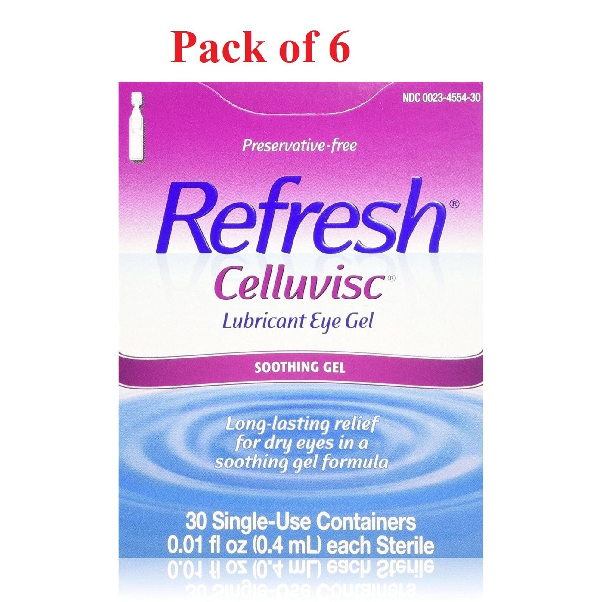 Refresh Celluvisc Lubricant Eye Soothing Gel Long Last Relief, 30ct, 6-Pack