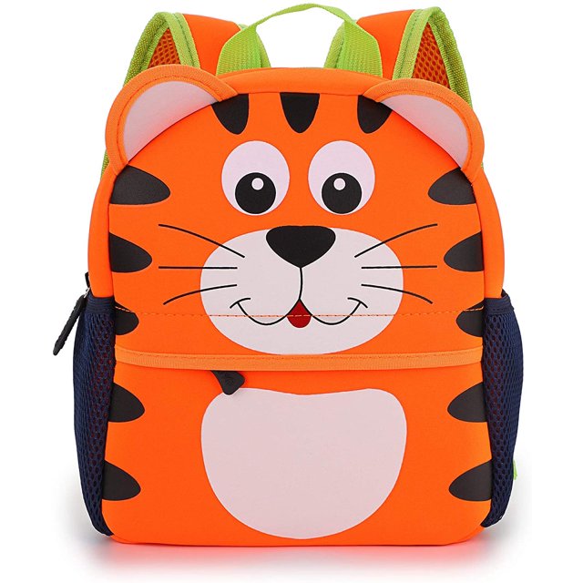 Mochila para niños pequeños, mochilas preescolares para bebés, niños y niñas, lindas mochilas de neopreno con dibujos animados para niños de 0 a 3 años (tigre)