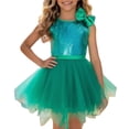 thumbnail image 4 of Byoo Toddler Girls’ Solid Color Party Dress Shimmery Sequin Carnival Sleeveless Tulle Dresses for Child Party Holiday Gown Dark Green, 4 of 5