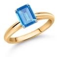 thumbnail image 2 of Gem Stone King 0.97 Ct Emerald Cut Swiss Blue Topaz 10K Yellow and White Gold Solitaire Engagement Ring (Size 8), 2 of 4