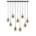 thumbnail image 2 of Portinatx 9-Light Linear Chandelier in Satin Black with Hammered Gold, 2 of 5