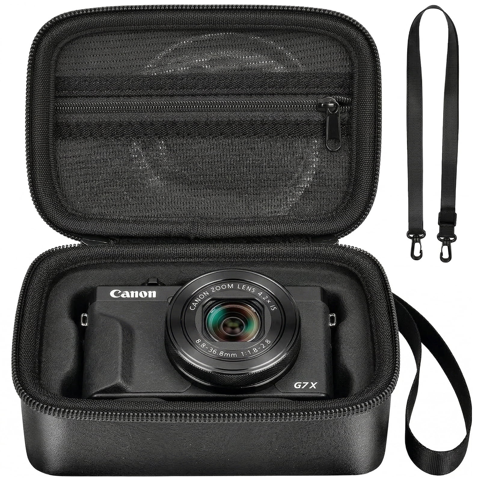 Case for Canon PowerShot G7X Mark III/II, SX740/ 720 4K Digital Vlogging Camera, Point and Shoot Video Camera Bag With Padded Divider Holds SD Cards. Strap is Attached for Travel- Black(Box Only)