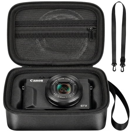 Case for Canon PowerShot G7X Mark III/II, SX740/ 720 4K Digital Vlogging Camera, Point and Shoot Video Camera Bag With Padded Divider Holds SD Cards. Strap is Attached for Travel- Black(Box Only)