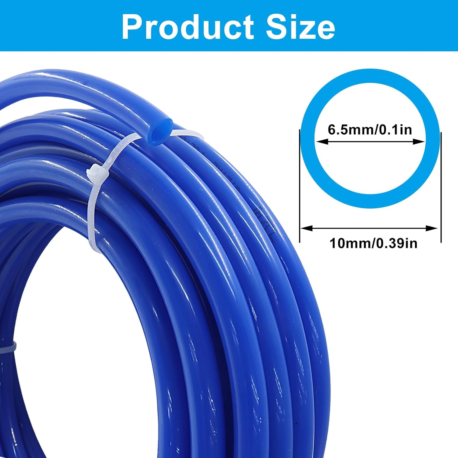 FRKSMD-3/8" OD Pneumatic Tubing, Blue PU Tube Air Hose Lightweight Pipe, Flexible Line for Water Fluid Transfer/Air Compressor Users 10Meter 32.8ft