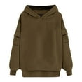thumbnail image 4 of Kmdttou Women's Zip Up Hoodies Long Sleeve Solid Color Long Sleeved Pocket Loose Hooded Top Sweatshirt on Clearance!, 4 of 6