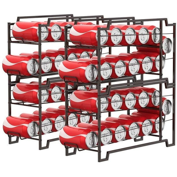 Beverage Can Rack, Stackable Soda Can Dispenser Organizer Brown, 4