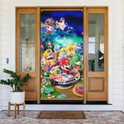 Super Mario Poster Door Cover Decorated Banner Tapestry Home Decoration Holiday Party Supplies Door Banner Porch Sign Banner 72.8 x 35.4 Inch