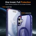thumbnail image 4 of ELEHOLD Case for iPhone 16 Plus, Military Grade Protection Translucent Matte Case with 360° Rotatable Magnetic Ring Stand,Darkblue, 4 of 7