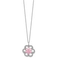 thumbnail image 2 of 925 Sterling Silver Cable Themed Necklace Chain Sentimental Expressions CZ Pretty in Pink Flower 18 inch, 2 of 6