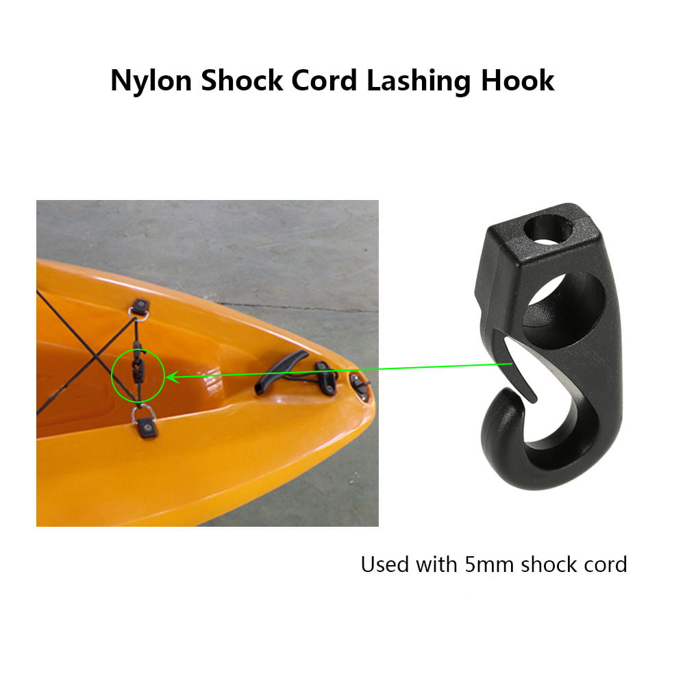 10 Pc. Kayak Black Nylon Bungee Hook Lashing Hook Paddle Board Canoe 