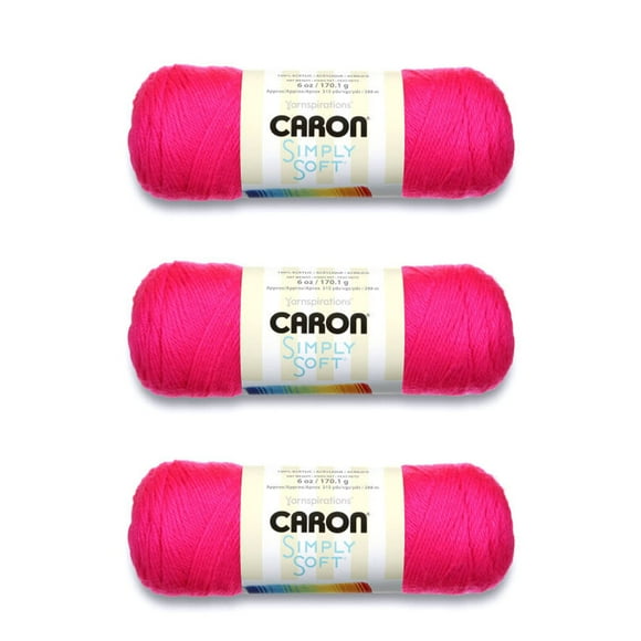 Hilo Caron Simply Soft Neón Rosa Paquete de 3 510g Acrílico