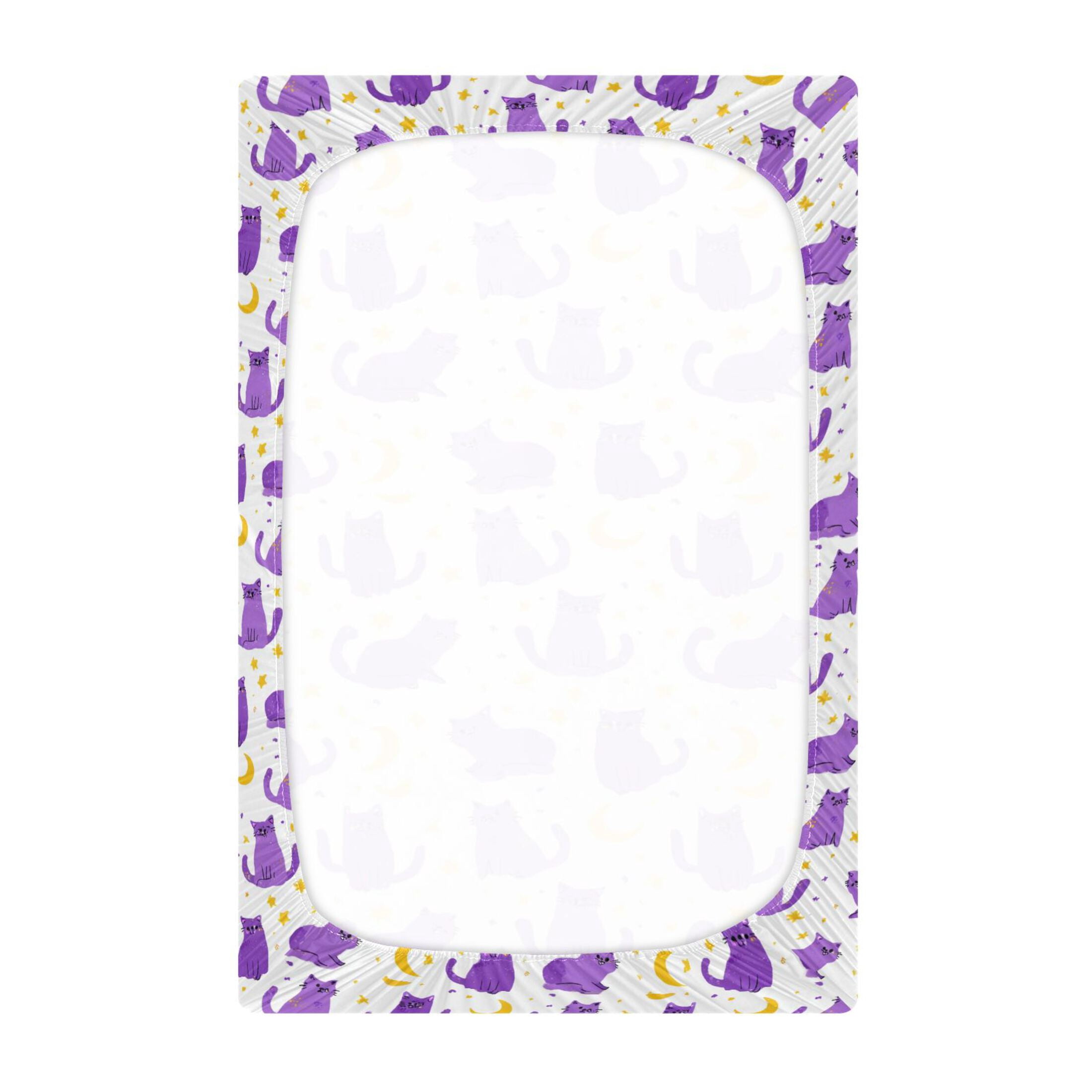 Baby Essentials 52”x 28”- Standard Cotton-like Modal Elastic- Purple Cat Pattern Design Crib Sheets for Newborns and Toddlers
