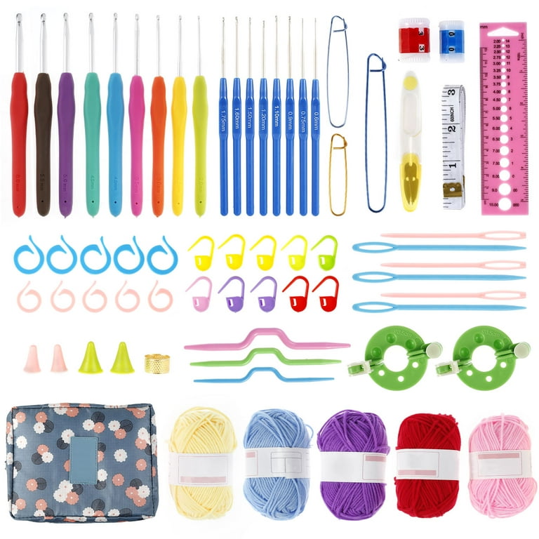  59Pcs Crochet Hooks Kit, Knitting Starter Kit Ergonomic Crochet  Soft Grip Handle Crochet Tools Include 2.0mm to 6.0mm Metal Needles  Portable Weave Yarn Kits for Beginners Adults(Picture Money)