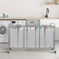 thumbnail image 6 of 5 Section Laundry Sorter, 5 Bins Rolling Separator Laundry Basket, Dirty Clothes Hamper Divider with Heavy Duty Rolling Lockable Wheels, Large Clothes Organizer Cart, Gray, 6 of 6