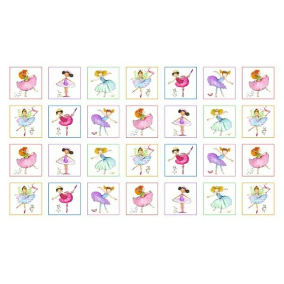 Little Ballerinas White Cotton Fabric
