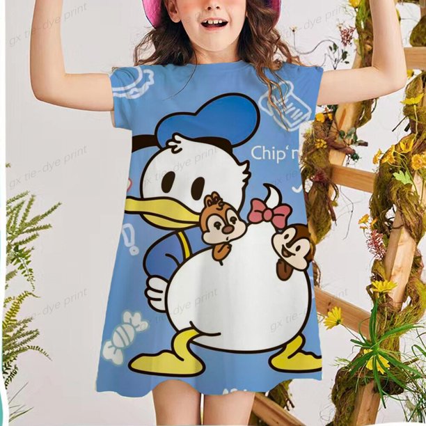 Vestido de niña bebé, vestido de verano para niña, vestido de princesa para niña de 2 a 12 años, vestido informal con estampado de Donald, precio bajo para mujer 7T heqiyong CONDUJO