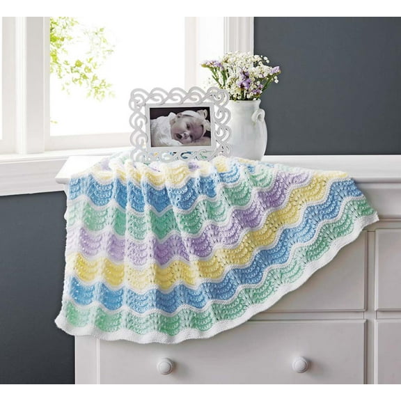 Mary Maxim Sparkling Waves of Color Blanket - Blue