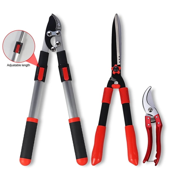 Paddsun Lopper, Hedge Shear & Pruner Combo Set, 3-Piece Retractable Pruning Shears Heavy Duty Tree Shrub & Bush Care Kit for Lawn Garden & Yard