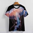 thumbnail image 3 of Jellyfish Ocean Style Womens Tops Women's Fashion Casual Short Sleeve Flower Print Round Neck Pullover Top Blouse, 3 of 6