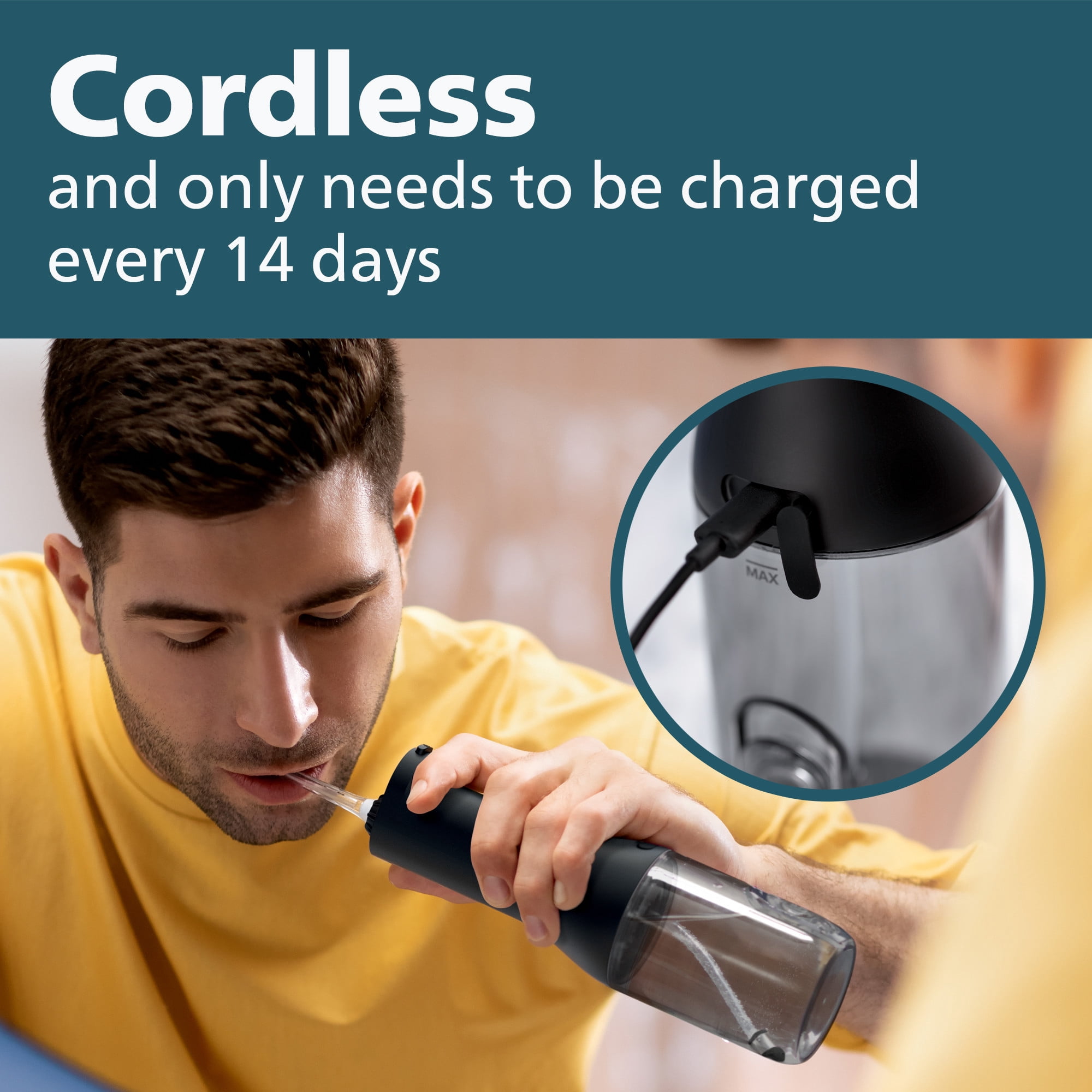 Philips Sonicare Electric Cordless Power Flosser 3000, Black, HX3806/23